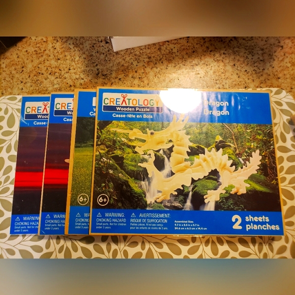 Lot 4 Creatology Dragon, Dinosaur Wooden Puzzles! New & Sealed! - Picture 1 of 10